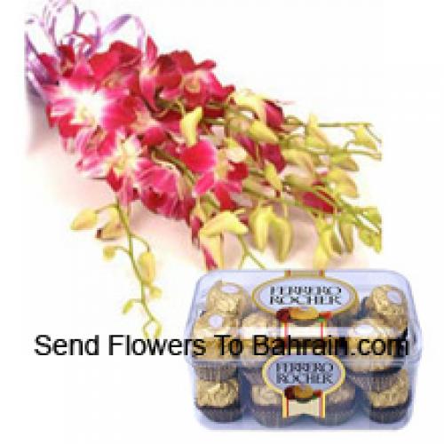 Charming Pink Orchids with 16 Pcs Ferrero Rochers