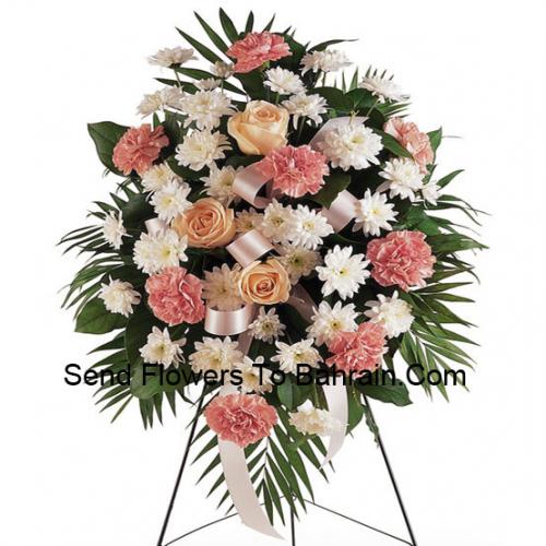 Flores elegantes de condolências com suporte