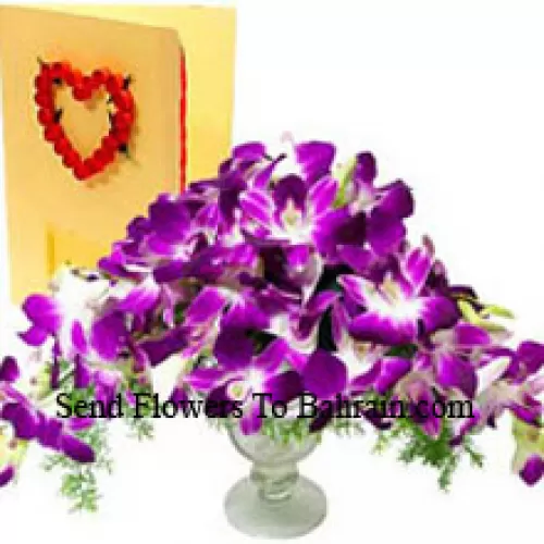Orchide in un vaso con una cartolina gratuita (si prega di notare che le orchide servite con questo prodotto possono non essere fiorite)