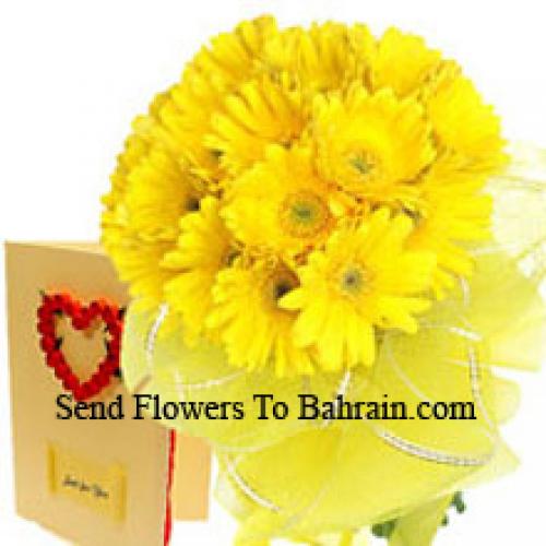 Yellow Gerberas Bunch With Card