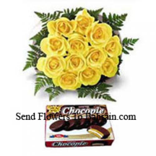 12 Beautiful Yellow Roses with Chocolate Box