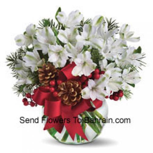 Cute White Alstroemeria in Vase